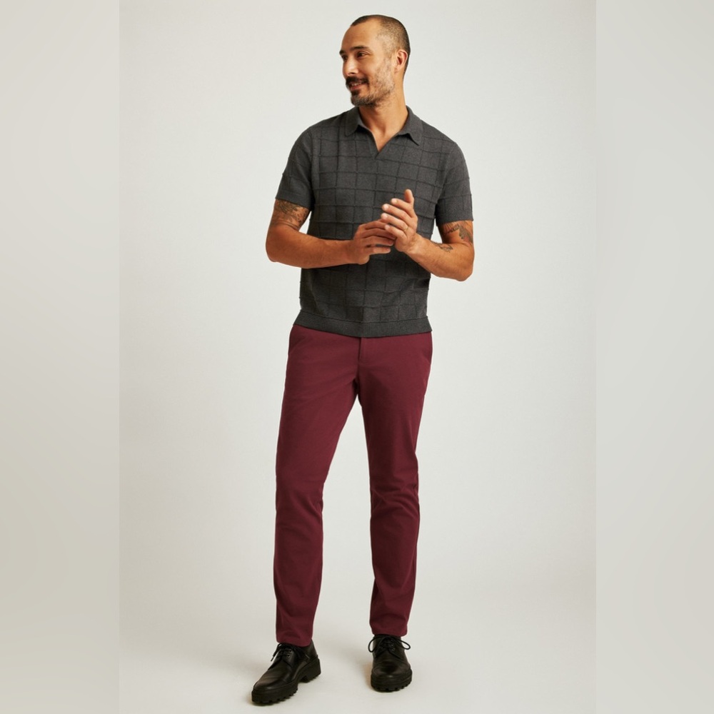 NEW Bonobos The‎ Chino 2.0 Slim Fit 32x30 Wine Stretch Washed Pant Red 33 34